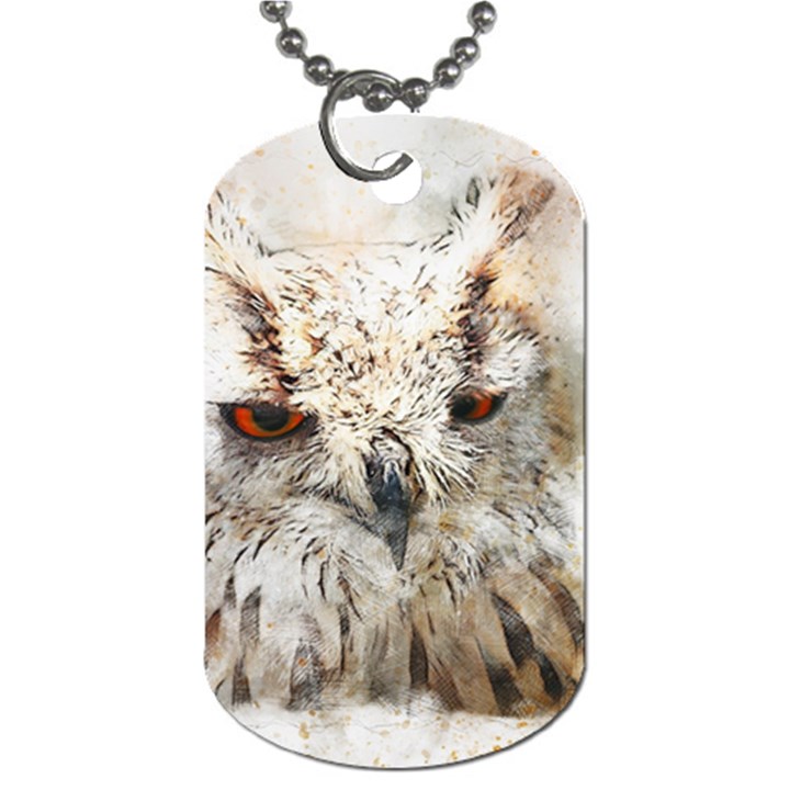 Bird Owl Animal Art Abstract Dog Tag (Two Sides)