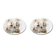 Bird Owl Animal Art Abstract Cufflinks (oval) by Celenk