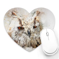 Bird Owl Animal Art Abstract Heart Mousepads by Celenk