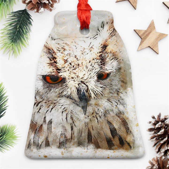 Bird Owl Animal Art Abstract Bell Ornament (Two Sides)