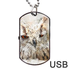 Bird Owl Animal Art Abstract Dog Tag Usb Flash (one Side) by Celenk