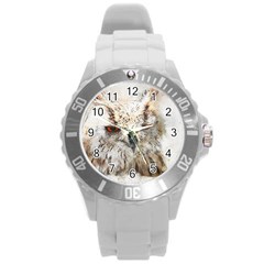 Bird Owl Animal Art Abstract Round Plastic Sport Watch (l) by Celenk