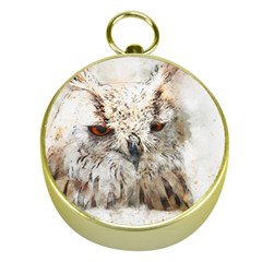 Bird Owl Animal Art Abstract Gold Compasses by Celenk