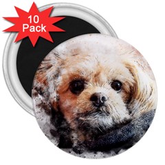 Dog Animal Pet Art Abstract 3  Magnets (10 Pack)  by Celenk