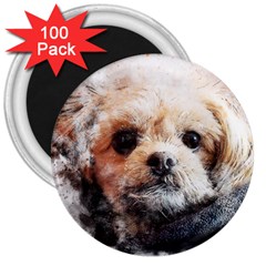 Dog Animal Pet Art Abstract 3  Magnets (100 Pack) by Celenk