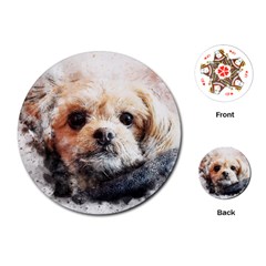 Dog Animal Pet Art Abstract Playing Cards (round) 