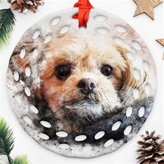 Dog Animal Pet Art Abstract Round Filigree Ornament (two Sides) by Celenk