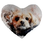 Dog Animal Pet Art Abstract Large 19  Premium Flano Heart Shape Cushions Front