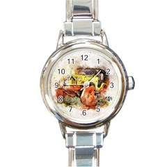 Car Old Car Fart Abstract Round Italian Charm Watch by Celenk