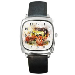 Car Old Car Fart Abstract Square Metal Watch by Celenk