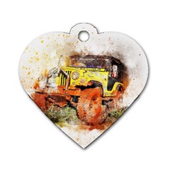 Car Old Car Fart Abstract Dog Tag Heart (one Side)