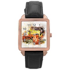 Car Old Car Fart Abstract Rose Gold Leather Watch  by Celenk