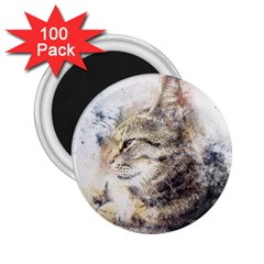 Cat Animal Art Abstract Watercolor 2 25  Magnets (100 Pack)  by Celenk