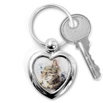 Cat Animal Art Abstract Watercolor Key Chains (Heart)  Front