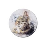 Cat Animal Art Abstract Watercolor Rubber Coaster (Round)  Front