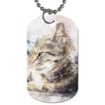 Cat Animal Art Abstract Watercolor Dog Tag (Two Sides) Front