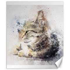 Cat Animal Art Abstract Watercolor Canvas 8  X 10  by Celenk