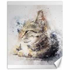 Cat Animal Art Abstract Watercolor Canvas 16  X 20   by Celenk