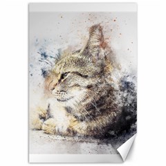 Cat Animal Art Abstract Watercolor Canvas 20  X 30   by Celenk