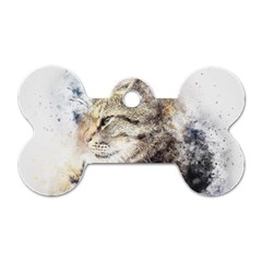 Cat Animal Art Abstract Watercolor Dog Tag Bone (two Sides) by Celenk