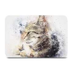 Cat Animal Art Abstract Watercolor Plate Mats by Celenk