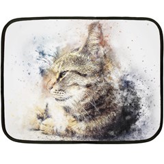 Cat Animal Art Abstract Watercolor Double Sided Fleece Blanket (mini)  by Celenk