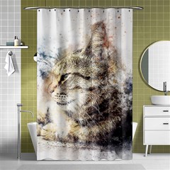 Cat Animal Art Abstract Watercolor Shower Curtain 48  X 72  (small)  by Celenk