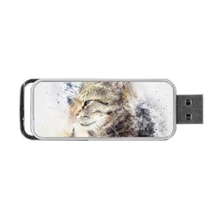 Cat Animal Art Abstract Watercolor Portable Usb Flash (one Side) by Celenk