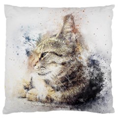 Cat Animal Art Abstract Watercolor Standard Flano Cushion Case (one Side) by Celenk