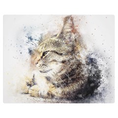 Cat Animal Art Abstract Watercolor Double Sided Flano Blanket (medium)  by Celenk