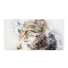 Cat Animal Art Abstract Watercolor Satin Wrap by Celenk