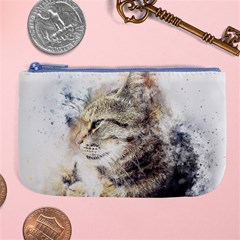 Cat Animal Art Abstract Watercolor Large Coin Purse by Celenk