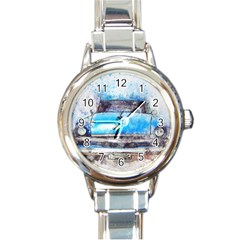 Car Old Car Art Abstract Round Italian Charm Watch by Celenk