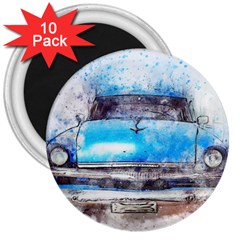 Car Old Car Art Abstract 3  Magnets (10 Pack)  by Celenk