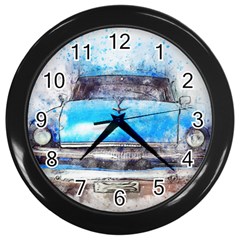 Car Old Car Art Abstract Wall Clocks (black) by Celenk