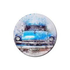 Car Old Car Art Abstract Rubber Coaster (round)  by Celenk