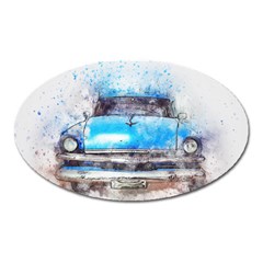 Car Old Car Art Abstract Oval Magnet by Celenk