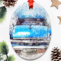 Car Old Car Art Abstract Oval Ornament (two Sides) by Celenk