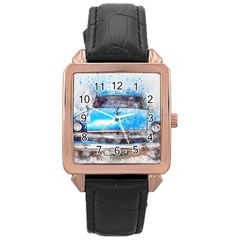 Car Old Car Art Abstract Rose Gold Leather Watch  by Celenk