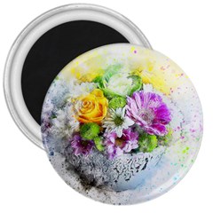 Flowers Vase Art Abstract Nature 3  Magnets by Celenk