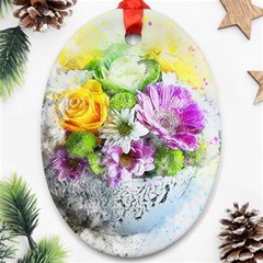 Flowers Vase Art Abstract Nature Ornament (oval) by Celenk