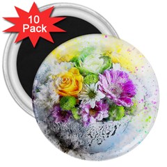 Flowers Vase Art Abstract Nature 3  Magnets (10 Pack)  by Celenk