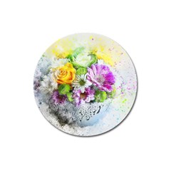 Flowers Vase Art Abstract Nature Magnet 3  (round) by Celenk