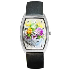 Flowers Vase Art Abstract Nature Barrel Style Metal Watch by Celenk