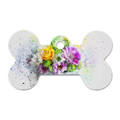 Flowers Vase Art Abstract Nature Dog Tag Bone (one Side) by Celenk