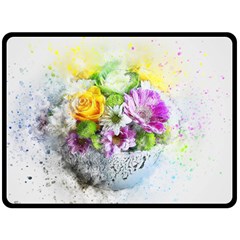 Flowers Vase Art Abstract Nature Fleece Blanket (large)  by Celenk