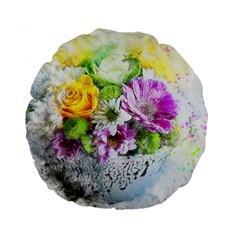 Flowers Vase Art Abstract Nature Standard 15  Premium Round Cushions by Celenk