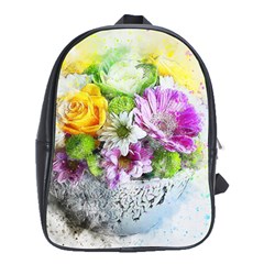 Flowers Vase Art Abstract Nature School Bag (xl) by Celenk