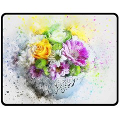 Flowers Vase Art Abstract Nature Double Sided Fleece Blanket (medium)  by Celenk