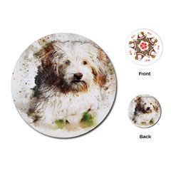 Dog Animal Pet Art Abstract Playing Cards (round)  by Celenk